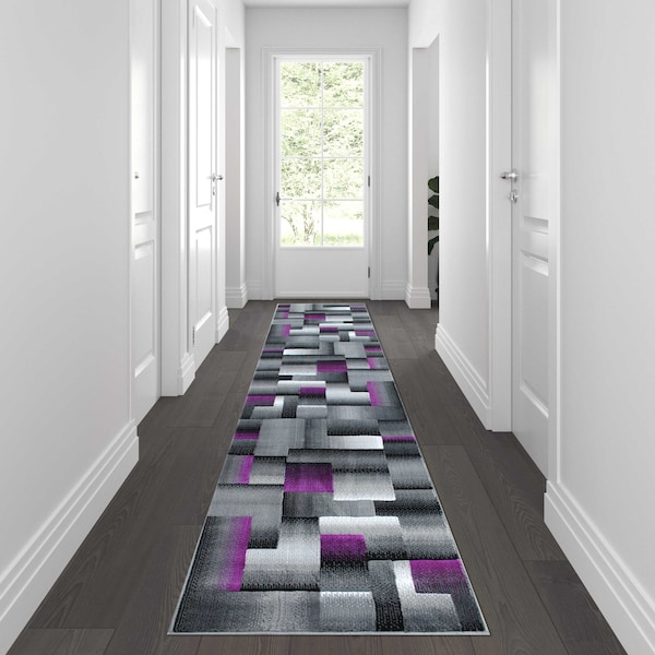 Flash Furniture Purple 2' x 10' Modern Color Blocked Area Rug ACD-RGTRZ861-210-PU-GG - main